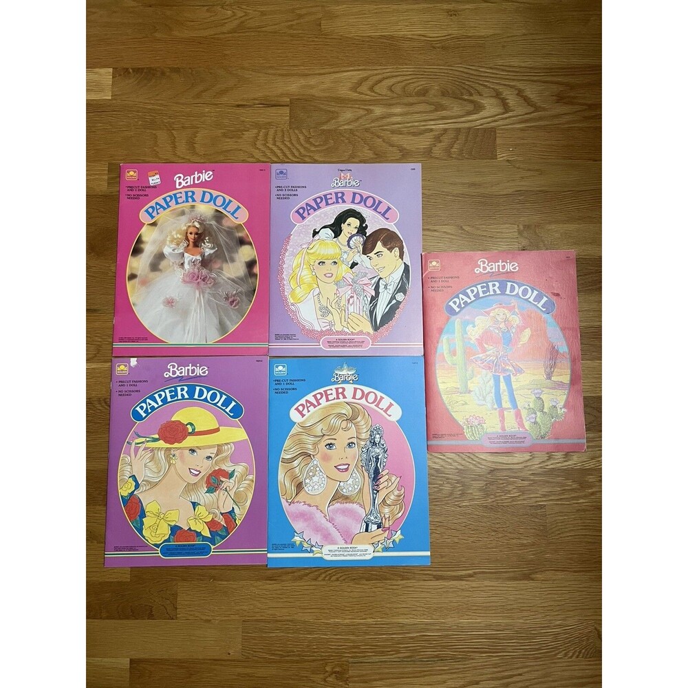 Vintage Barbie Paper Doll Lot of 5 Golden Book Lot